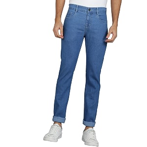 Mens Light Blue Regular Fit Solid Jeans