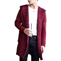 Men's Long Hooded Cardigan Lightweight Open Front Drape Cape Overcoat Ruffle Shawl Collar Jackets With Pockets