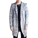 Men's Long Hooded Cardigan Lightweight Open Front Drape Cape Overcoat Ruffle Shawl Collar Jackets With Pockets