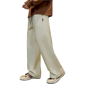 Mens Loose Fit Wide-Leg Joggers Pintuck