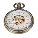 Uncovered Mens Mechanical Pocket Watch Roman Design Dial with Chain