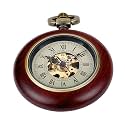 Uncovered Mens Mechanical Pocket Watch Roman Design Dial with Chain