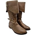 Men's Medieval Boots Renaissance Pirate Costume Faux Leather Boot Halloween Viking Cosplay Shoes
