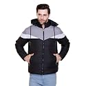 Men39s Navy Blue and Grey Hooded Puffer