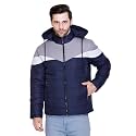 Men39s Navy Blue and Grey Hooded Puffer