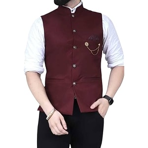 Mens Nehru Style Waistcoat Black Premium Matty