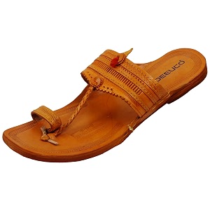 men39s orange original leather kolhapuri chappal