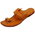 Men's Orange Original Leather Kolhapuri Chappal