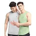 Men's Pack of 2 Innerwear Solid Round Neck Sleeveless Side Cut Vest Sando for Boy's - Regular Fit