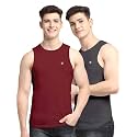 Men's Pack of 2 Innerwear Solid Round Neck Sleeveless Side Cut Vest Sando for Boy's - Regular Fit