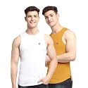 Men's Pack of 2 Innerwear Solid Round Neck Sleeveless Side Cut Vest Sando for Boy's - Regular Fit