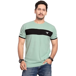 Mens Polister Solid Round Neck Half Sleeve