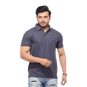 Mens Polo T-Shirt Grey Short Sleeve Casual