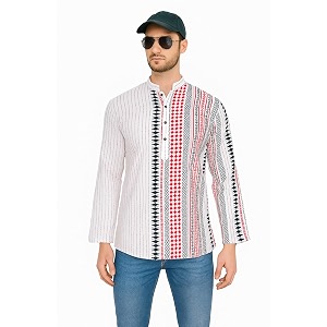 Mens Printed Cotton Blend Full Sleeve Straight