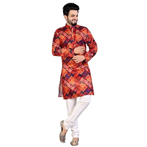 Mens Printed Cotton Kurta