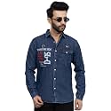 Men39s Printed Denim Casual Shirt Full