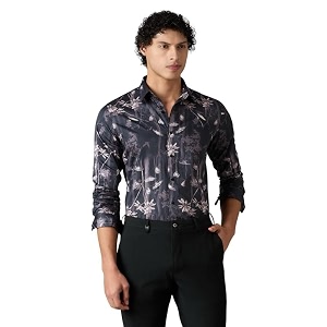 Mens Printed Regular Fit Full Sleeves Cotton