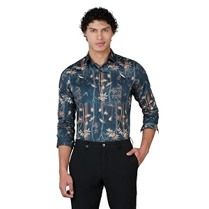 Mens Printed Regular Fit Full Sleeves Cotton