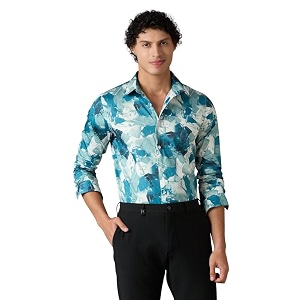 Mens Printed Regular Fit Full Sleeves Cotton