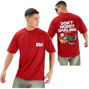 Mens Printed Round Neck Oversized Longline Drop