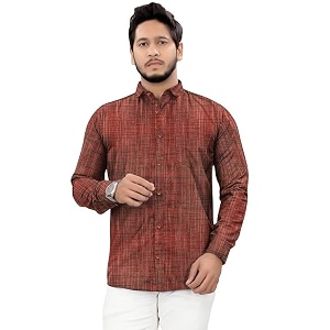 Mens Pure Khadi Cotton Full Sleeves Striped