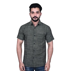 Mens Pure Khadi Cotton Half Sleeves Solid