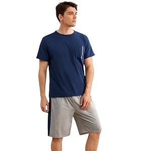 Mens Pyjama Set T-Shirt and Shorts