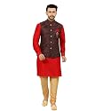 Men39s Red Blue Festive Nehru JacketWaistcoat