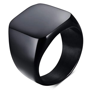 Mens Rings Stainless Steel Square Signet Rings