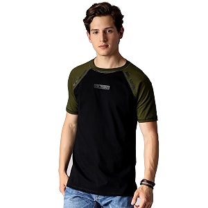 Mens Round Neck Combed Cotton Black Olive