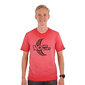 Mens Round Neck Graphic Printed T-Shirt Red