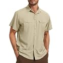 Men's Safari Hiking Fishing UPF 50+ UV Sun Short Sleeve Button Shirts