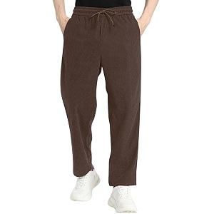 Mens Self Design Corduroy Track Pants -