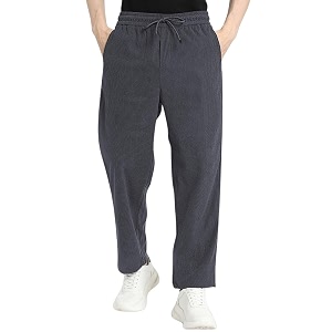 Mens Self Design Corduroy Track Pants -
