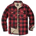 Men's Sherpa Cotton Flannel Shirt Jacket Plaid Button Coat Pocket
