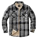 Men's Sherpa Cotton Flannel Shirt Jacket Plaid Button Coat Pocket