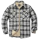 Men's Sherpa Cotton Flannel Shirt Jacket Plaid Button Coat Pocket