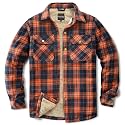 Men's Sherpa Cotton Flannel Shirt Jacket Plaid Button Coat Pocket