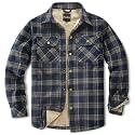 Men's Sherpa Cotton Flannel Shirt Jacket Plaid Button Coat Pocket