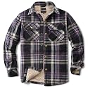 Men's Sherpa Cotton Flannel Shirt Jacket Plaid Button Coat Pocket
