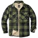 Men's Sherpa Cotton Flannel Shirt Jacket Plaid Button Coat Pocket