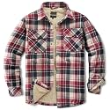 Men's Sherpa Cotton Flannel Shirt Jacket Plaid Button Coat Pocket