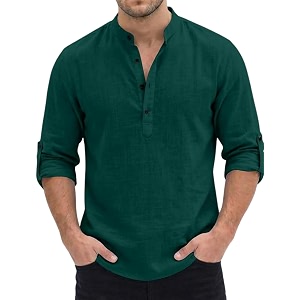 men39s short kurta cotton blend mandarin collar casual ethnic wear regular fit full sleeve kurta for daily festival wear