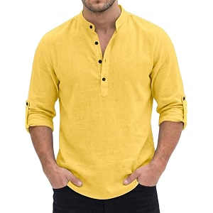 men39s short kurta cotton blend mandarin collar casual ethnic wear regular fit full sleeve kurta for daily festival wear
