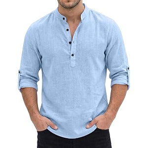men39s short kurta cotton blend mandarin collar casual ethnic wear regular fit full sleeve kurta for daily festival wear