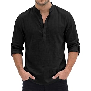 men39s short kurta cotton blend mandarin collar casual ethnic wear regular fit full sleeve kurta for daily festival wear