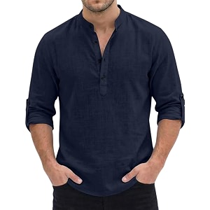 men39s short kurta cotton blend mandarin collar casual ethnic wear regular fit full sleeve kurta for daily festival wear