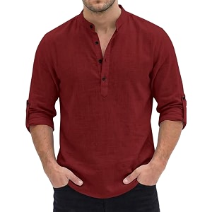 men39s short kurta cotton blend mandarin collar casual ethnic wear regular fit full sleeve kurta for daily festival wear