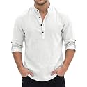Men's Short Kurta Cotton Blend Mandarin Collar Casual Ethnic Wear Regular Fit Full Sleeve Kurta for Daily Festival Wear