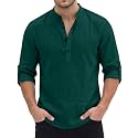 Men's Short Kurta Cotton Blend Mandarin Collar Casual Ethnic Wear Regular Fit Full Sleeve Kurta for Daily Festival Wear